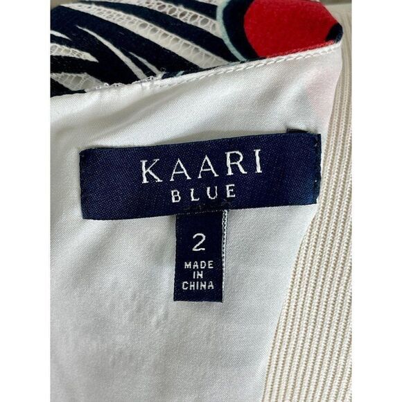 Kaari Blue Red White Blue Lace Floral Dress Size 2 - Picture 9 of 10